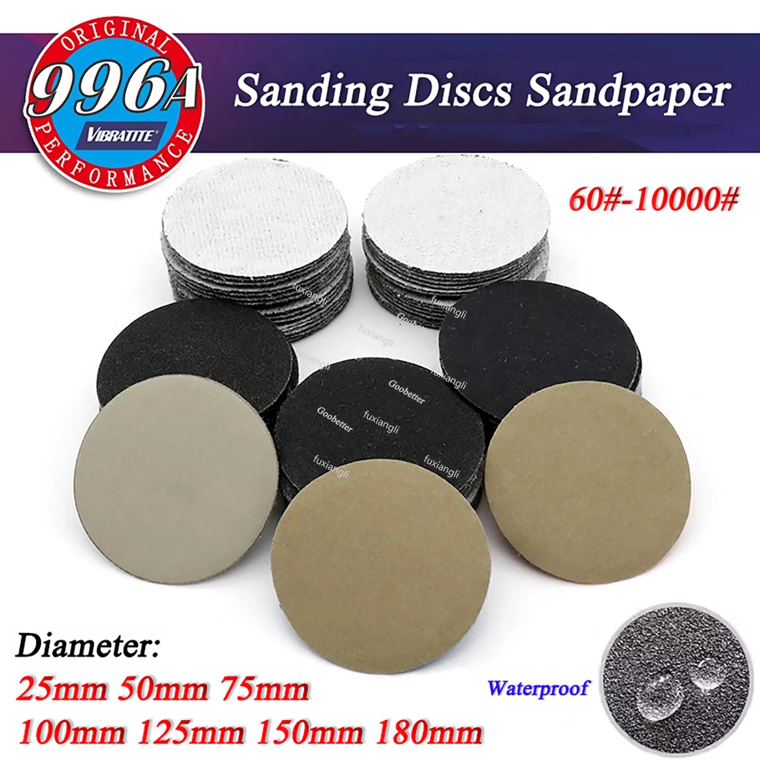 25mm-180mm Dry/Wet Sanding Discs Hook & Loop Abrasive Sandpaper Pads All Grit