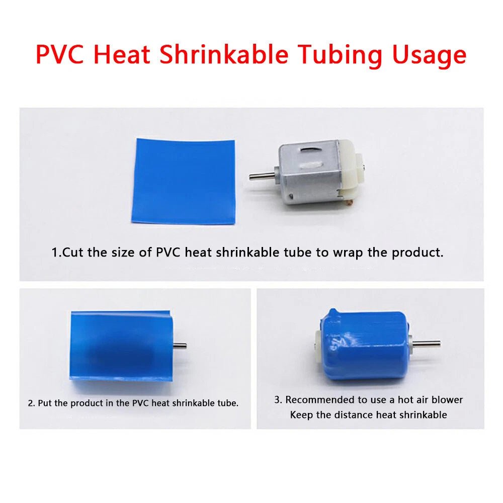PVC Heat Shrink Tubing for RC Battery Packs — 7mm to 125mm Wide, Multiple Colors - HomeDIYer