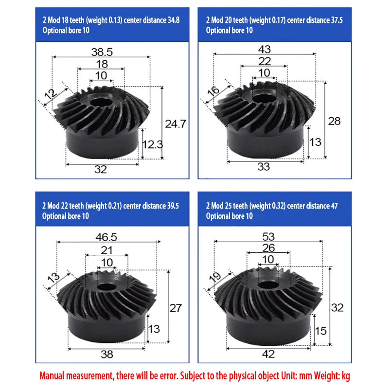 1 Set 1/1.5/2/2.5/3/4/5/6 Mod Umbrella Spiral Bevel Gear Helical 90° 45# steel
