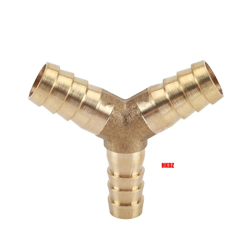 Brass Y Barbed Hose Tail Joiner — Tube Connector for Air, Water, Fuel & Gas