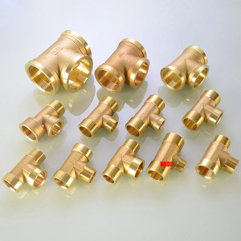 Brass T-Shape Pipe Fittings 1 2"~2" BSP Male Female Thread Tee Connector Adapter