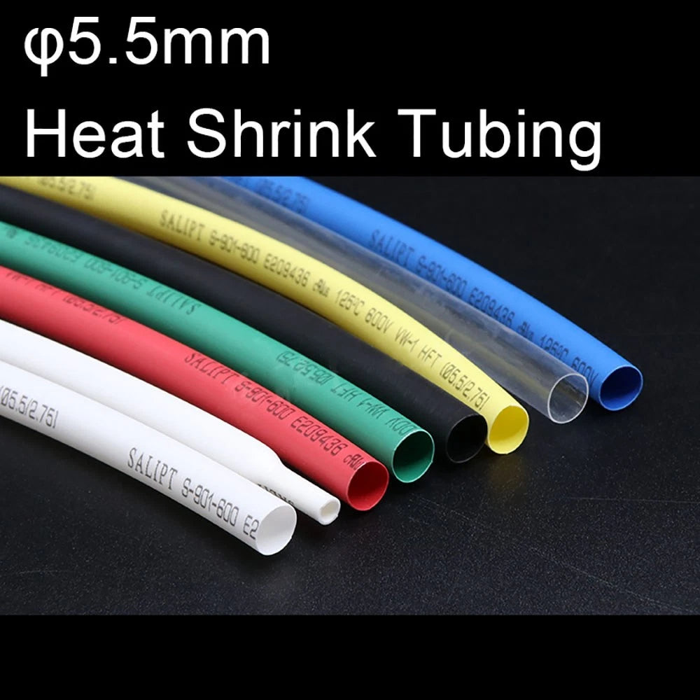 Heat Shrink Tubing φ5.5mm 2:1 – Electrical Wire Sleeving, 7 Colors, 1M–100M
