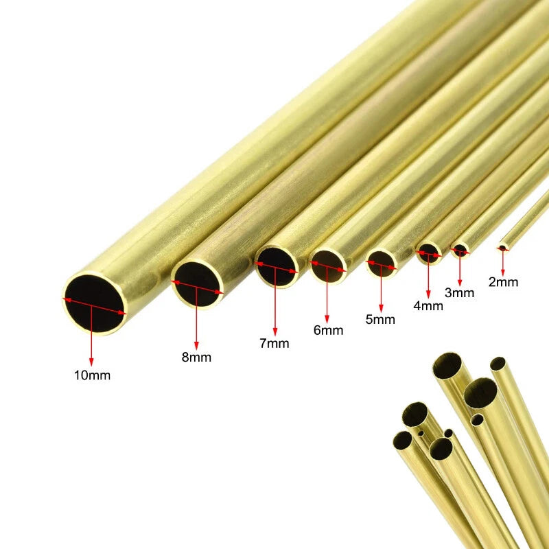 H65 Brass Round Tube — 1mm Wall, 300mm Length | OD 20.5mm–80mm