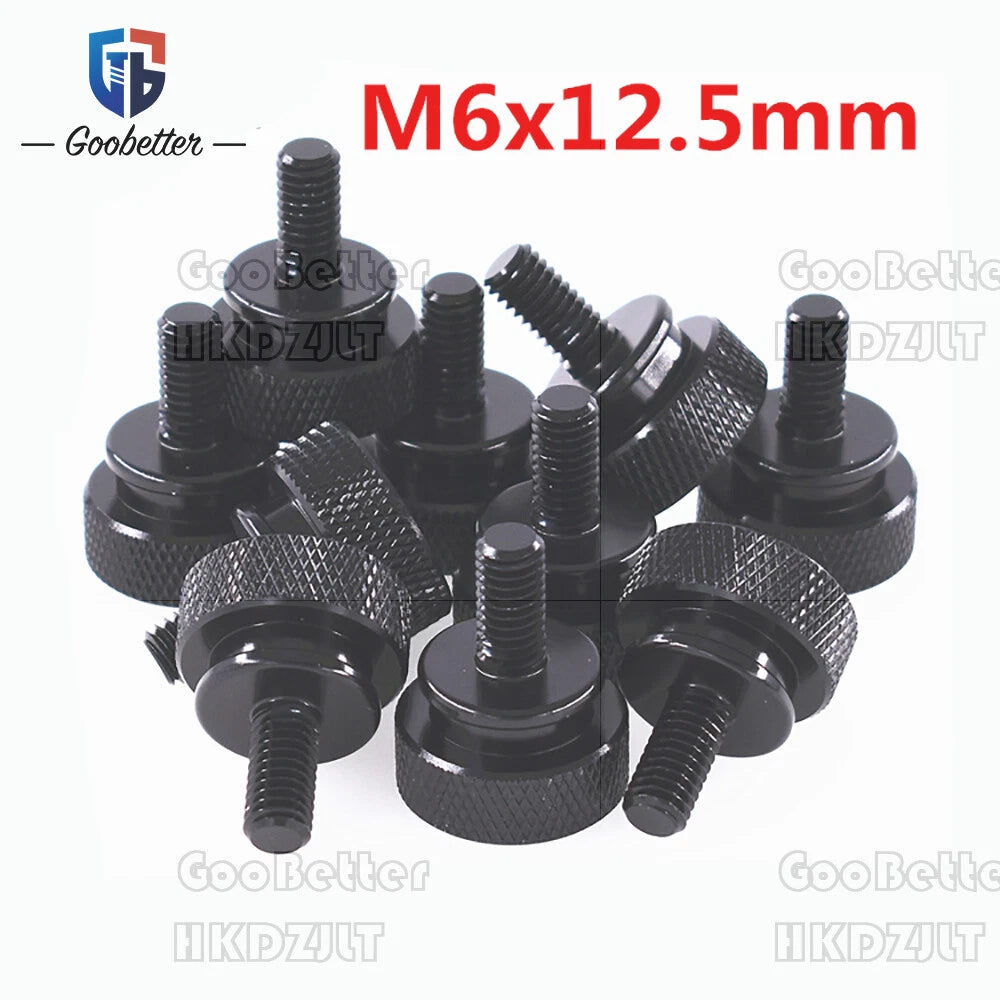 M6 x 12.5 mm Knurled Thumb Screws Hand Tighten Hand Grip Knob Bolts Aluminium