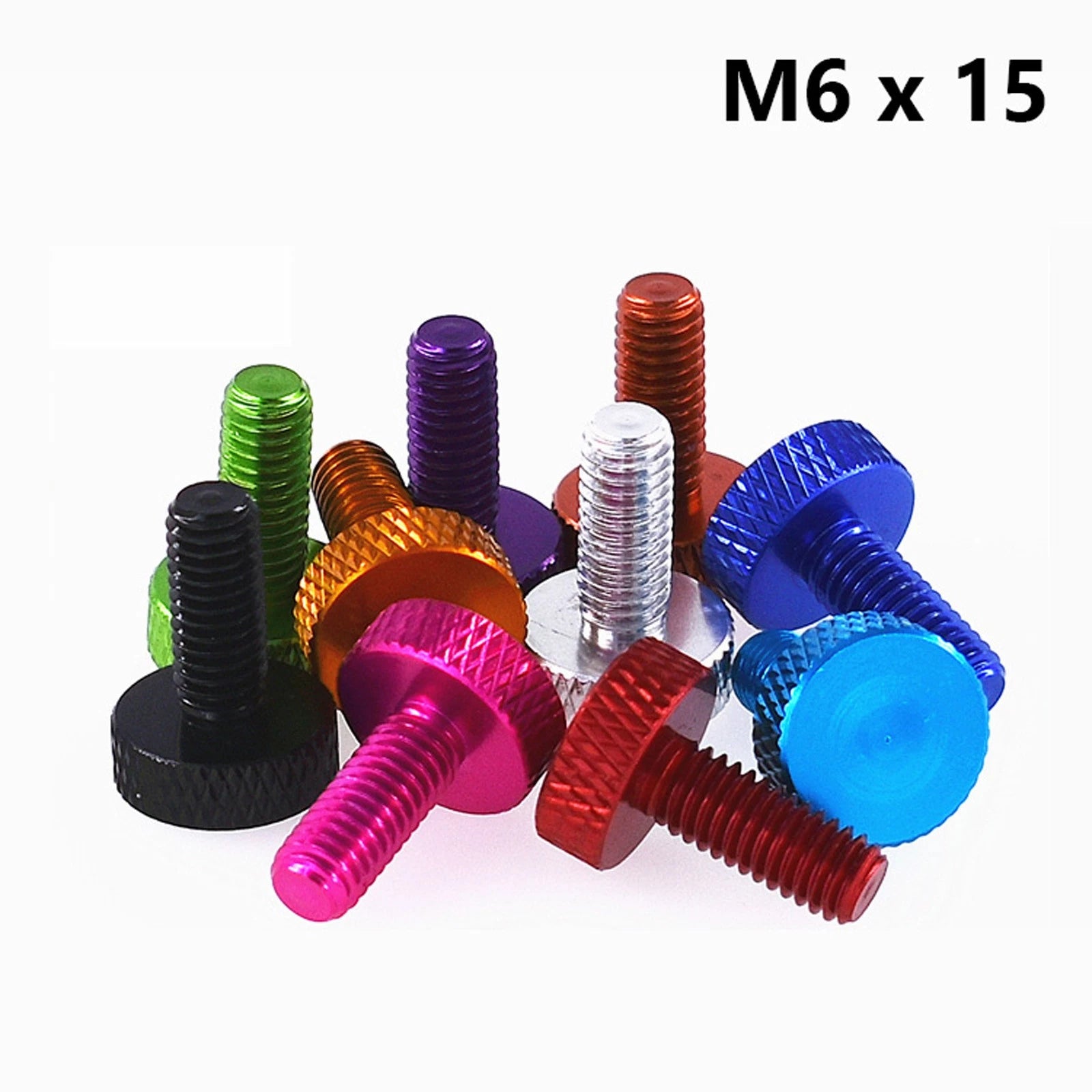 M6x15mm Knurled Thumb Screws Aluminum Alloy DIY Hand Tighten Grip Knob Bolts