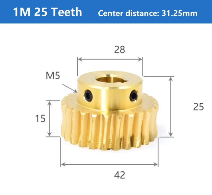Module 1.5M Brass Worm Gear Wheel 20/25/30/40T Teeth  Worm Gears Bore 8-20mm