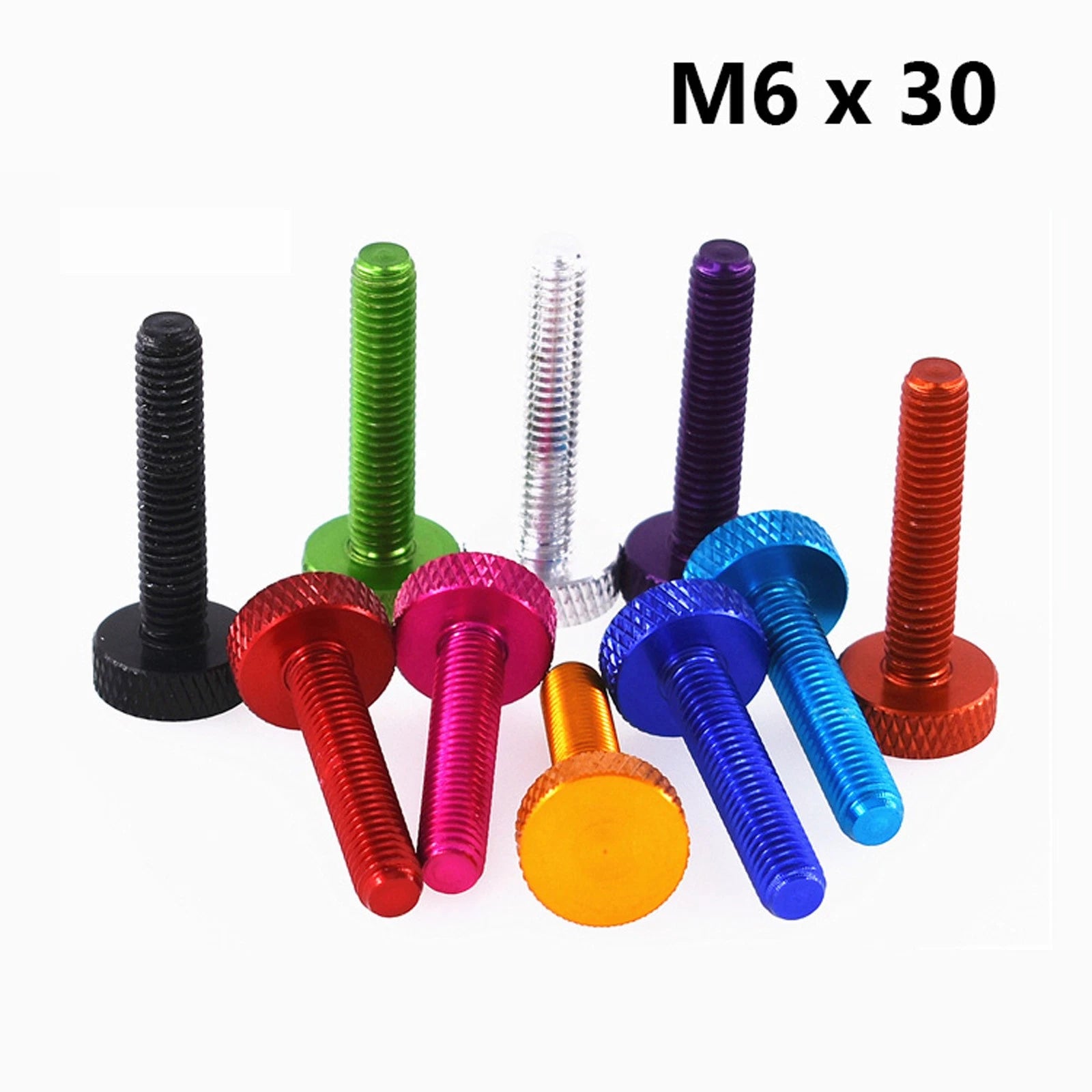 M6x30mm Knurled Thumb Screws Aluminum Alloy DIY Hand Tighten Grip Knob Bolts