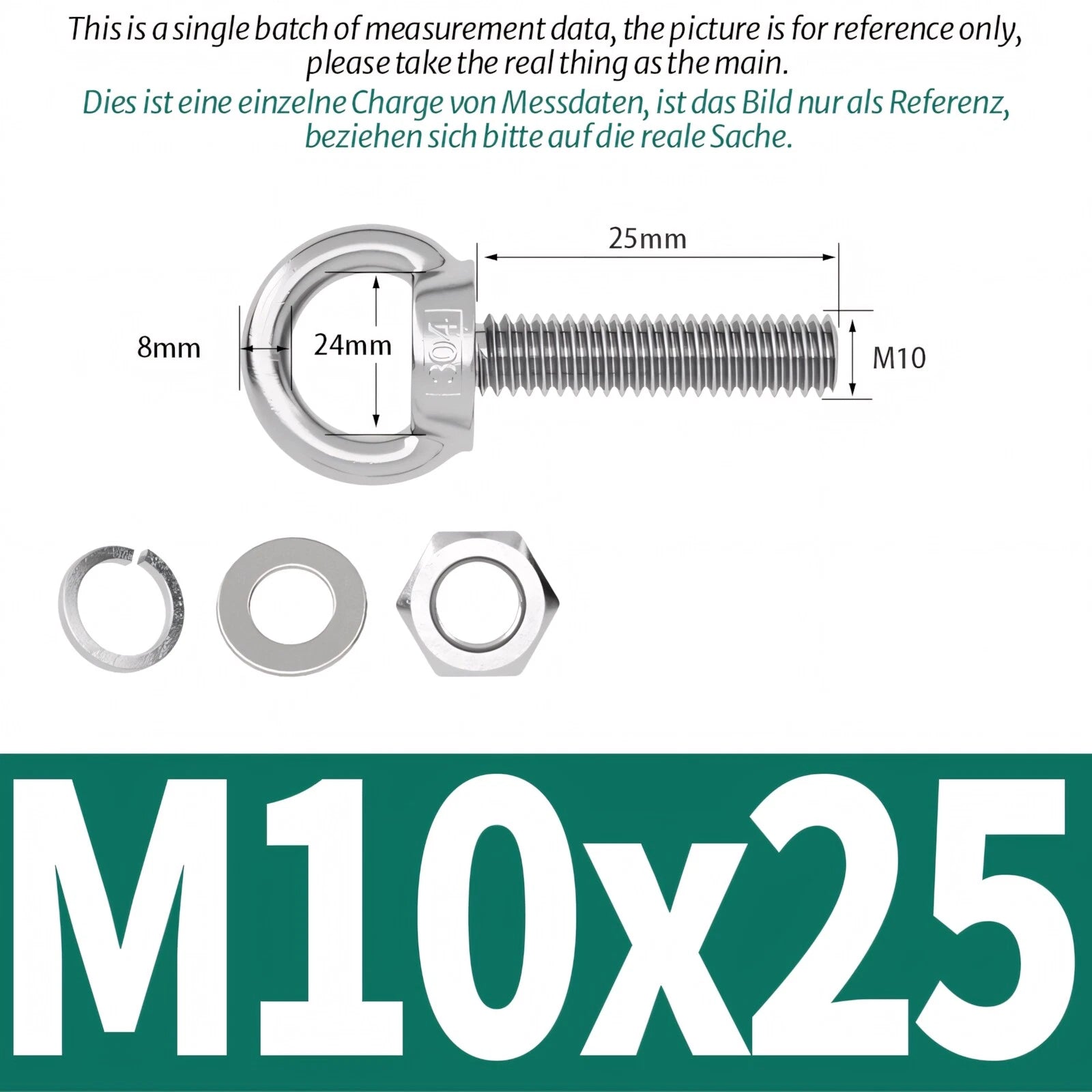M3 M4 M5 - M20 Eye Bolts Kit Screws Nut Washer Long Boat Stainless Steel A2 304