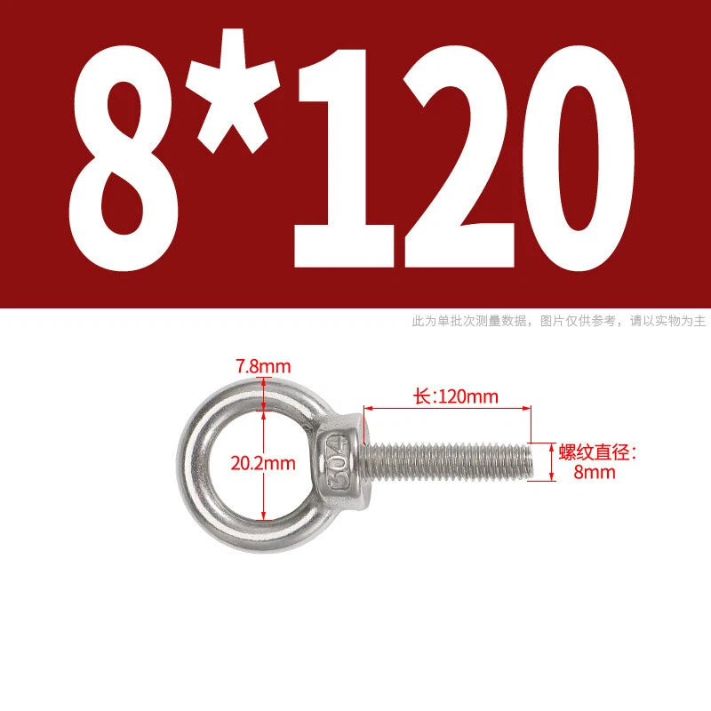 Lifting Eye Bolts A2 304 Stainless Steel M4 M5 M6 M8 M10 M12 M14 M16 M18 M20 M24