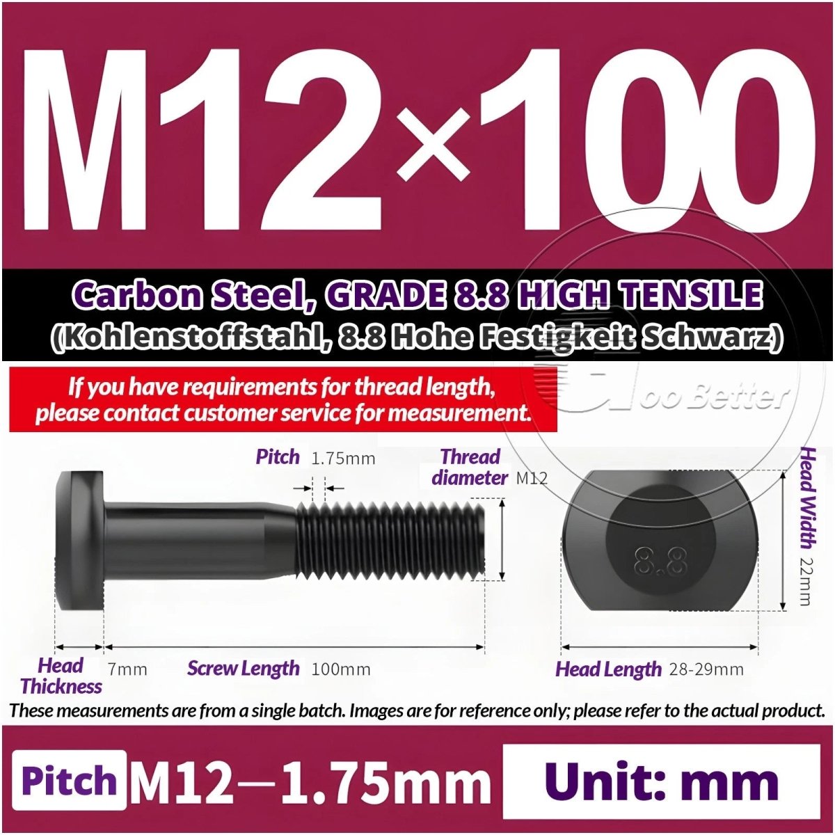 T - Slot Bolts M6 to M20 | Grade 8.8 High Tensile | T - Track Bolts 16mm–500mm - HomeDIYer