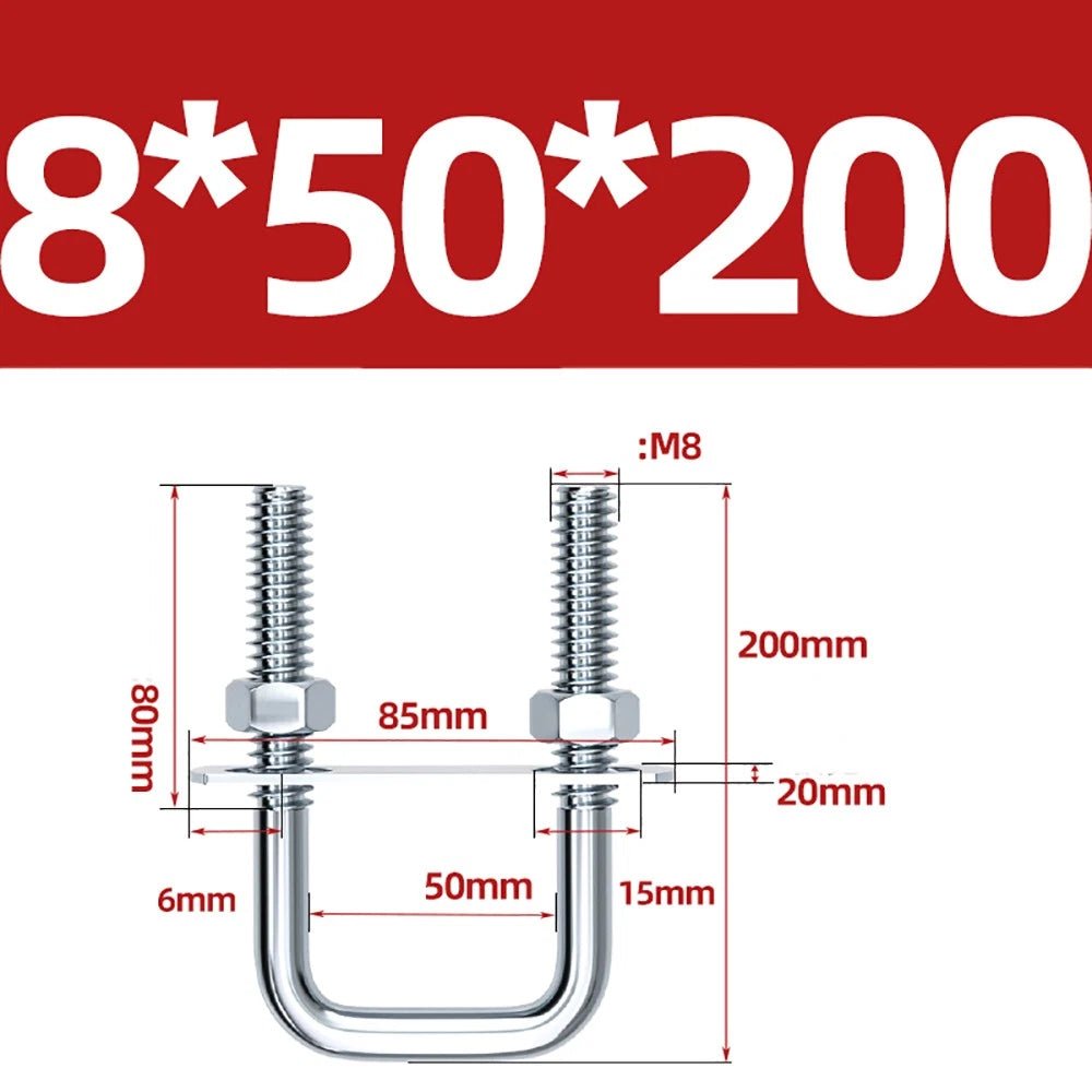 Square U - Bolts with Plate and Nuts – M6 M8 M10 M12 Zinc Plated, Trailer & Pipe Clamp Fasteners - HomeDIYer