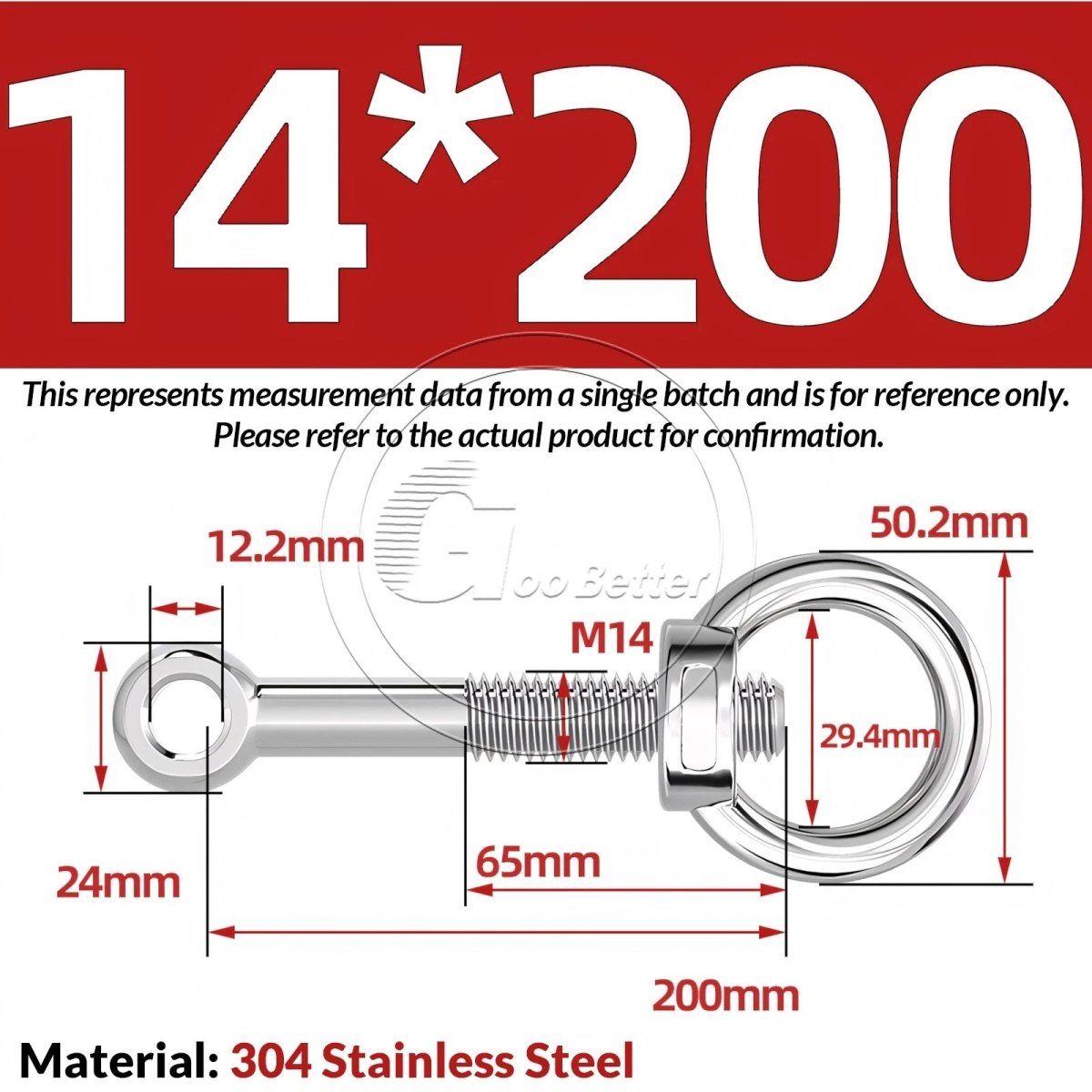 M10 M12 M14 Stainless Steel Eye Bolt & Eye Nut Set — A2 - 304, Threaded Lifting Ring - HomeDIYer