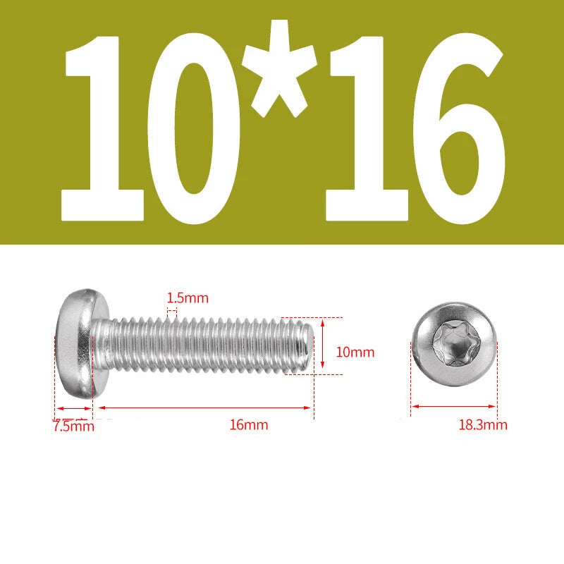 M6 M8 M10 A2 STAINLESS STEEL TORX PAN HEAD MACHINE SCREWS HEXOBULAR BOLTS