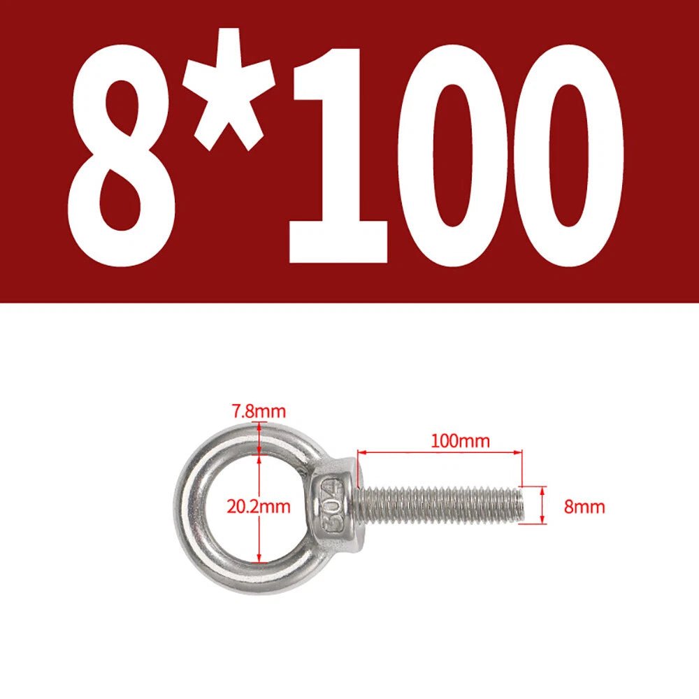 A2 Stainless Steel Lifting Eye Bolts DIN 580 — M3 M4 M5 M6 M8, 9mm–200mm - HomeDIYer