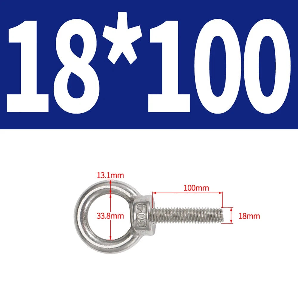 A2 Stainless Steel Eye Bolts DIN 580 — M10 M12 M14 M16 M18 M20 M24 Lifting Ring Bolt