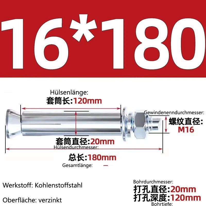 Sleeve Anchor Expansion Bolts for Concrete – Galvanised Carbon Steel M6 to M20 - HomeDIYer