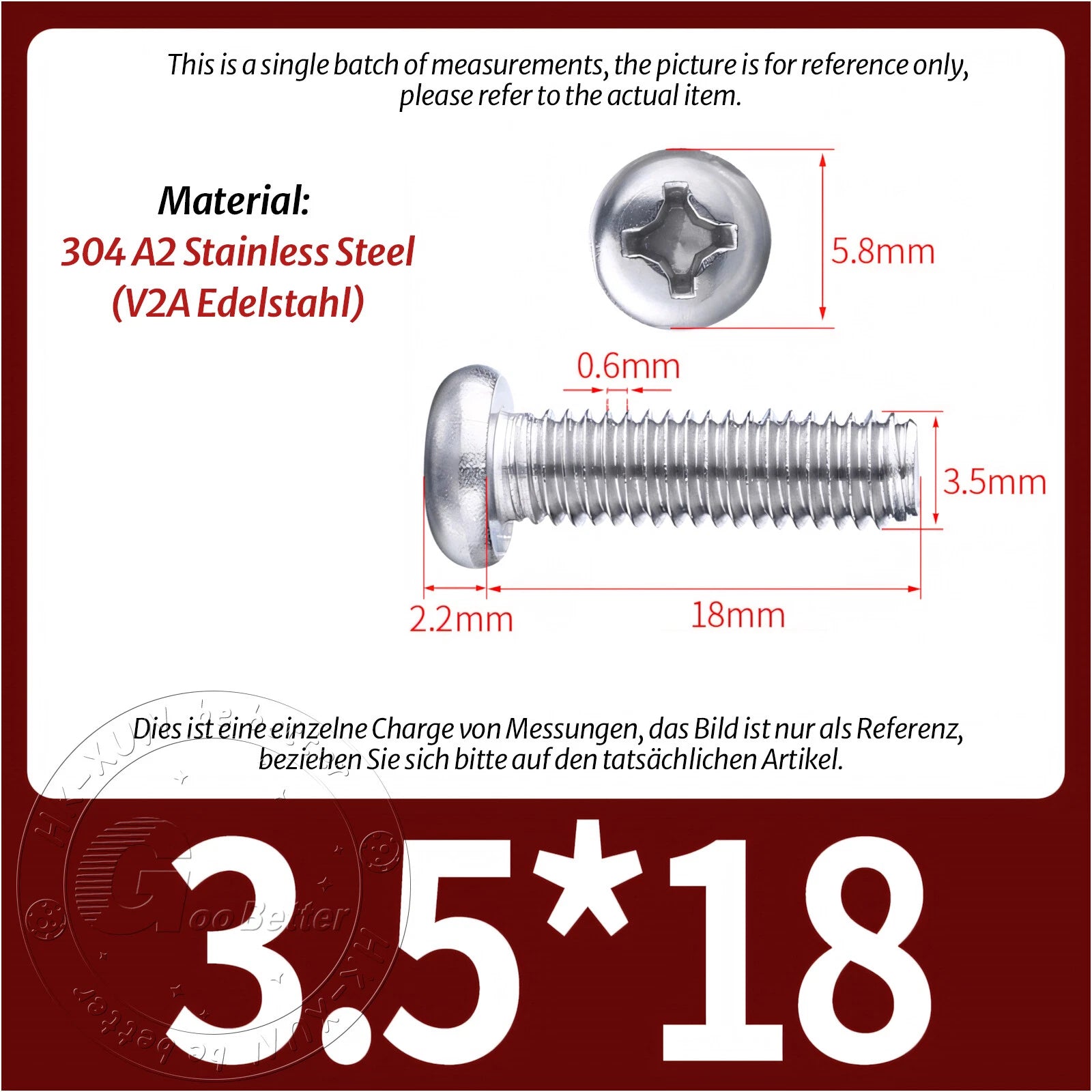 M3 M3.5 Phillips Pan Head Machine Screws – A2 Stainless Steel DIN 7985H (3–180mm Lengths)