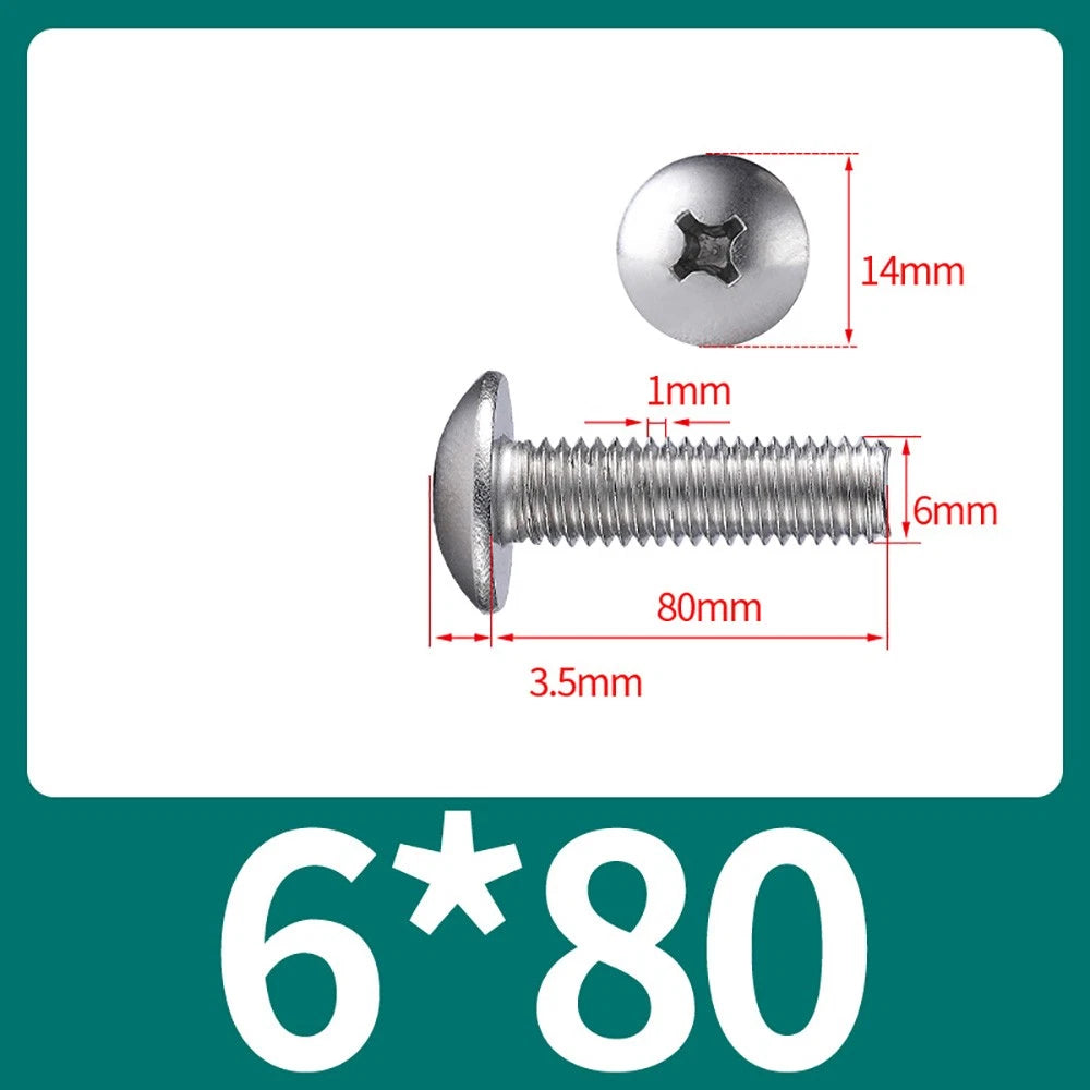 M4-M8 Phillips Truss Head Machine Screw Large Flat Head Screws Stainless Steel