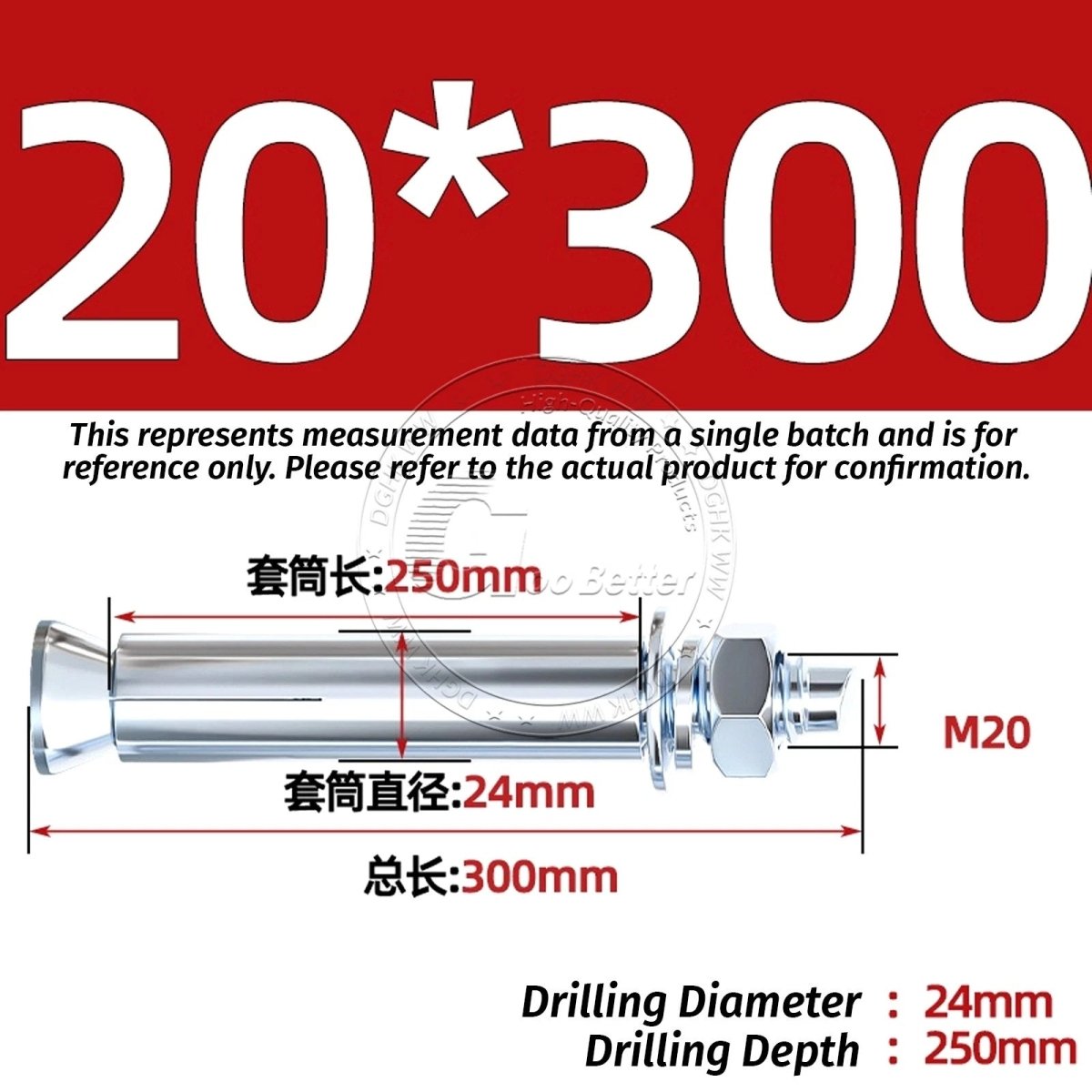 Concrete Expansion Anchor Bolts M6–M20, Extra Long Masonry Wall Screws – Iron Blue White Zinc / Iron - colour Zinc - HomeDIYer