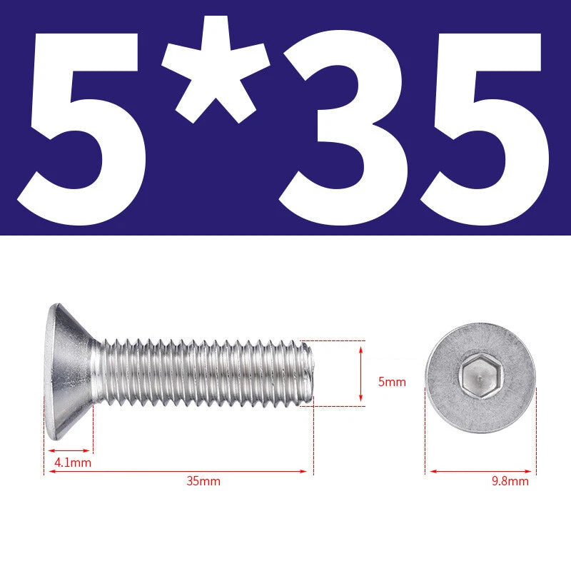Allen Countersunk Head Screws V4A Steel Hexagon Socket Flat Head Machine Screw