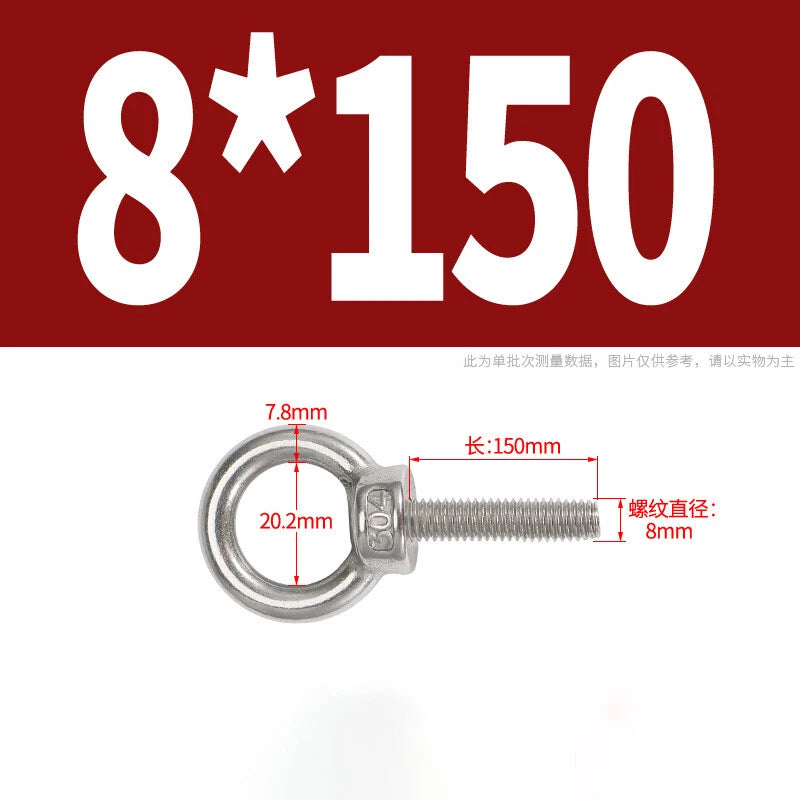 Lifting Eye Bolts A2 304 Stainless Steel M4 M5 M6 M8 M10 M12 M14 M16 M18 M20 M24