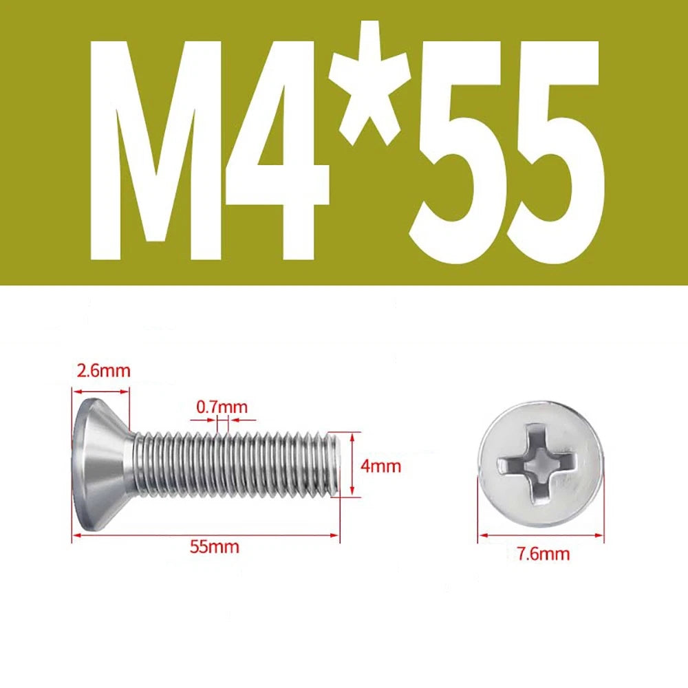 M2–M8 A4 Stainless Steel Phillips Countersunk Screws – Marine Grade, DIN 965, Fully Threaded (3–100mm)