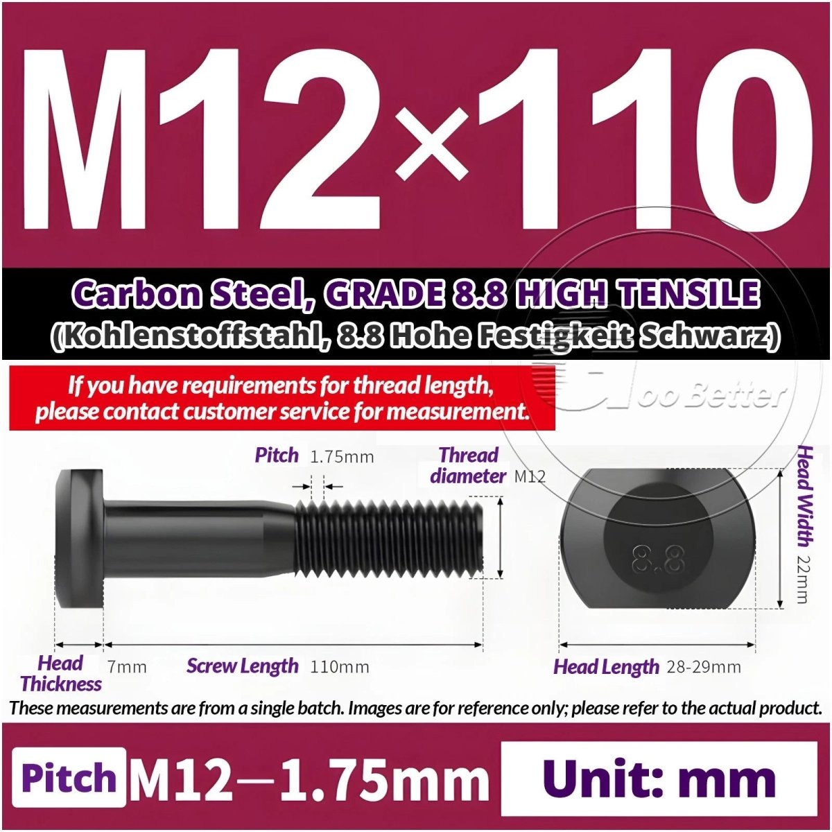 T - Slot Bolts M6 to M20 | Grade 8.8 High Tensile | T - Track Bolts 16mm–500mm - HomeDIYer