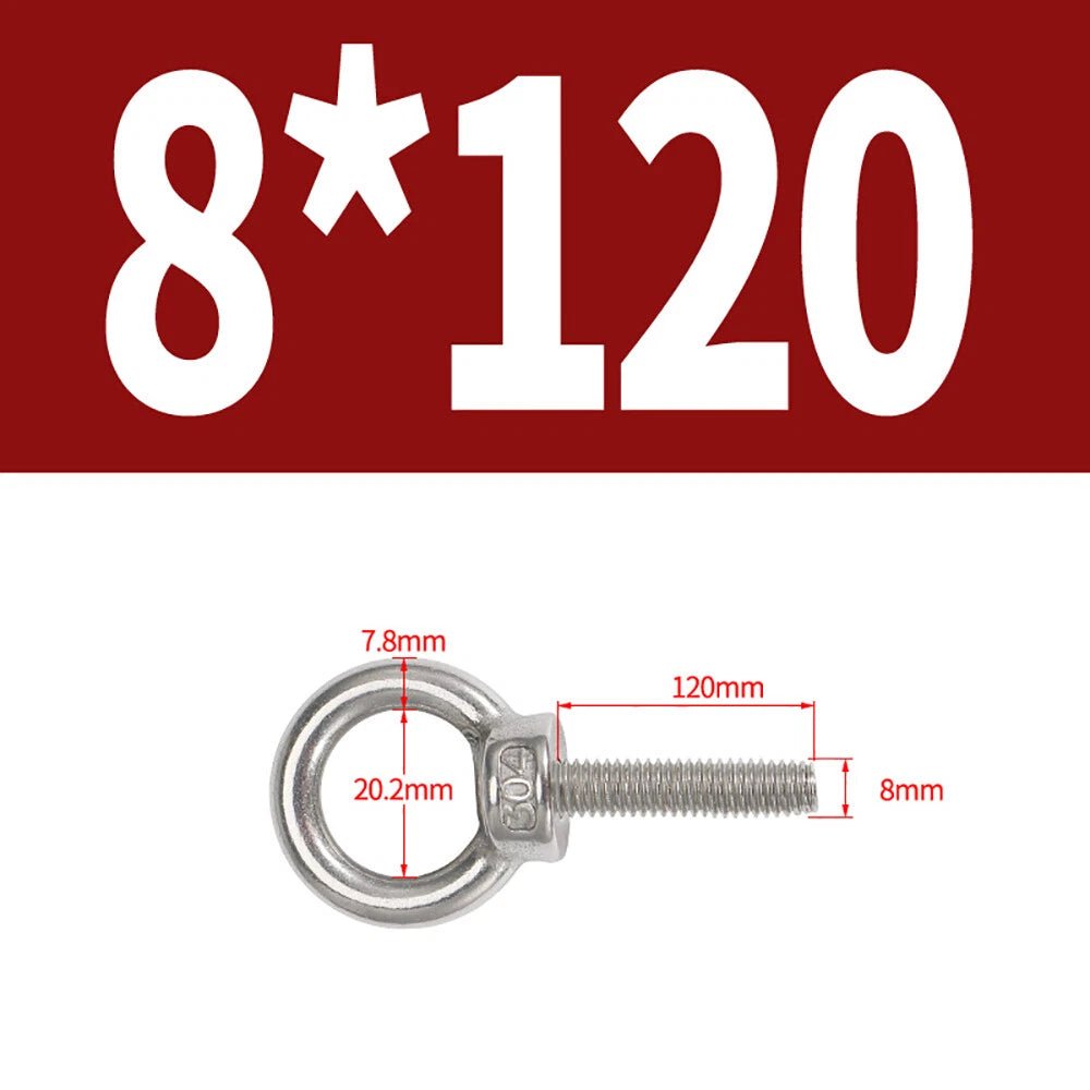 A2 Stainless Steel Lifting Eye Bolts DIN 580 — M3 M4 M5 M6 M8, 9mm–200mm - HomeDIYer