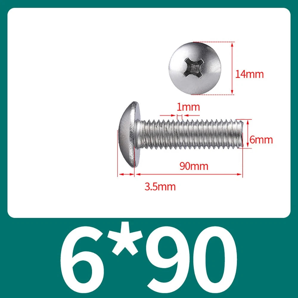 M4-M8 Phillips Truss Head Machine Screw Large Flat Head Screws Stainless Steel
