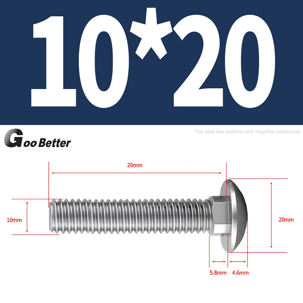 M4–M12 Carriage Bolts A2 Stainless Steel | Cup Square Neck Screws