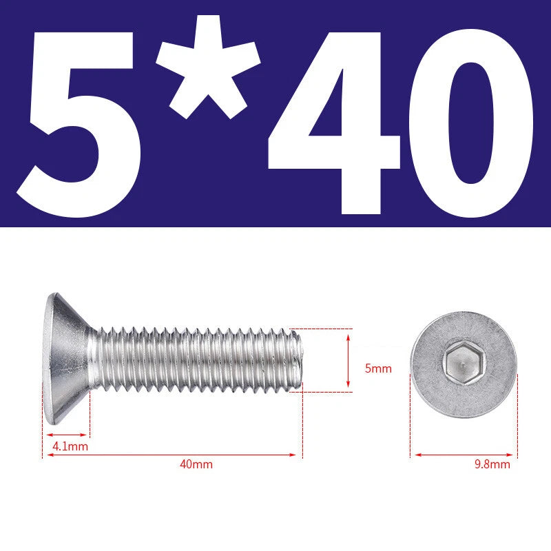 Allen Countersunk Head Screws V4A Steel Hexagon Socket Flat Head Machine Screw