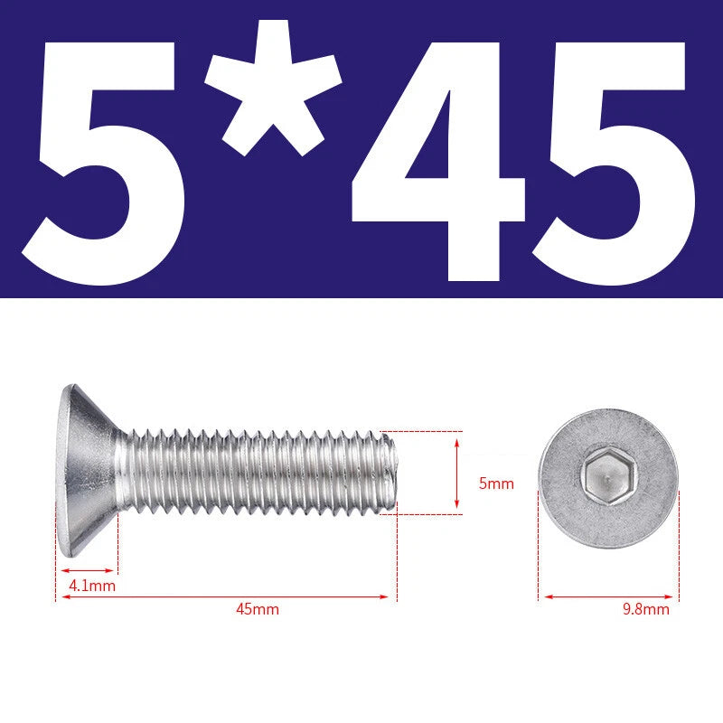 Allen Countersunk Head Screws V4A Steel Hexagon Socket Flat Head Machine Screw