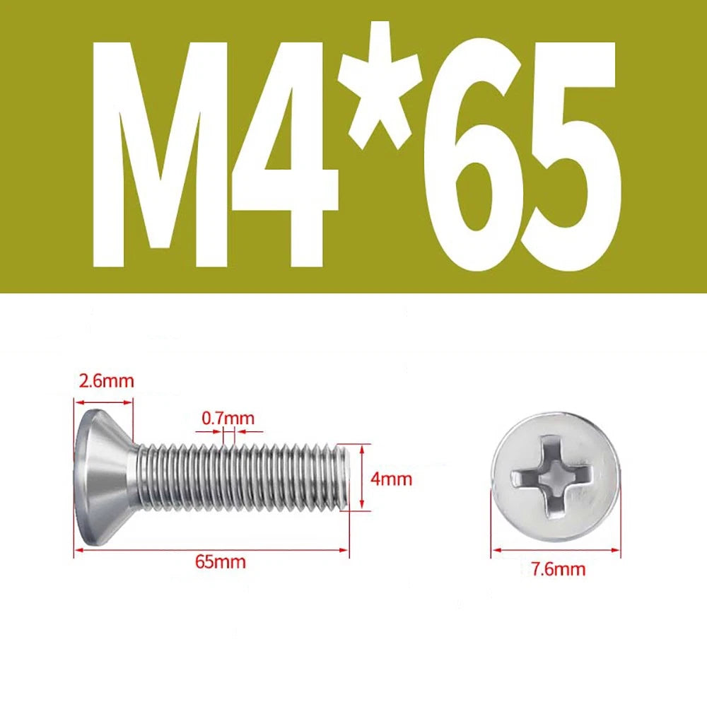 M2–M8 A4 Stainless Steel Phillips Countersunk Screws – Marine Grade, DIN 965, Fully Threaded (3–100mm)