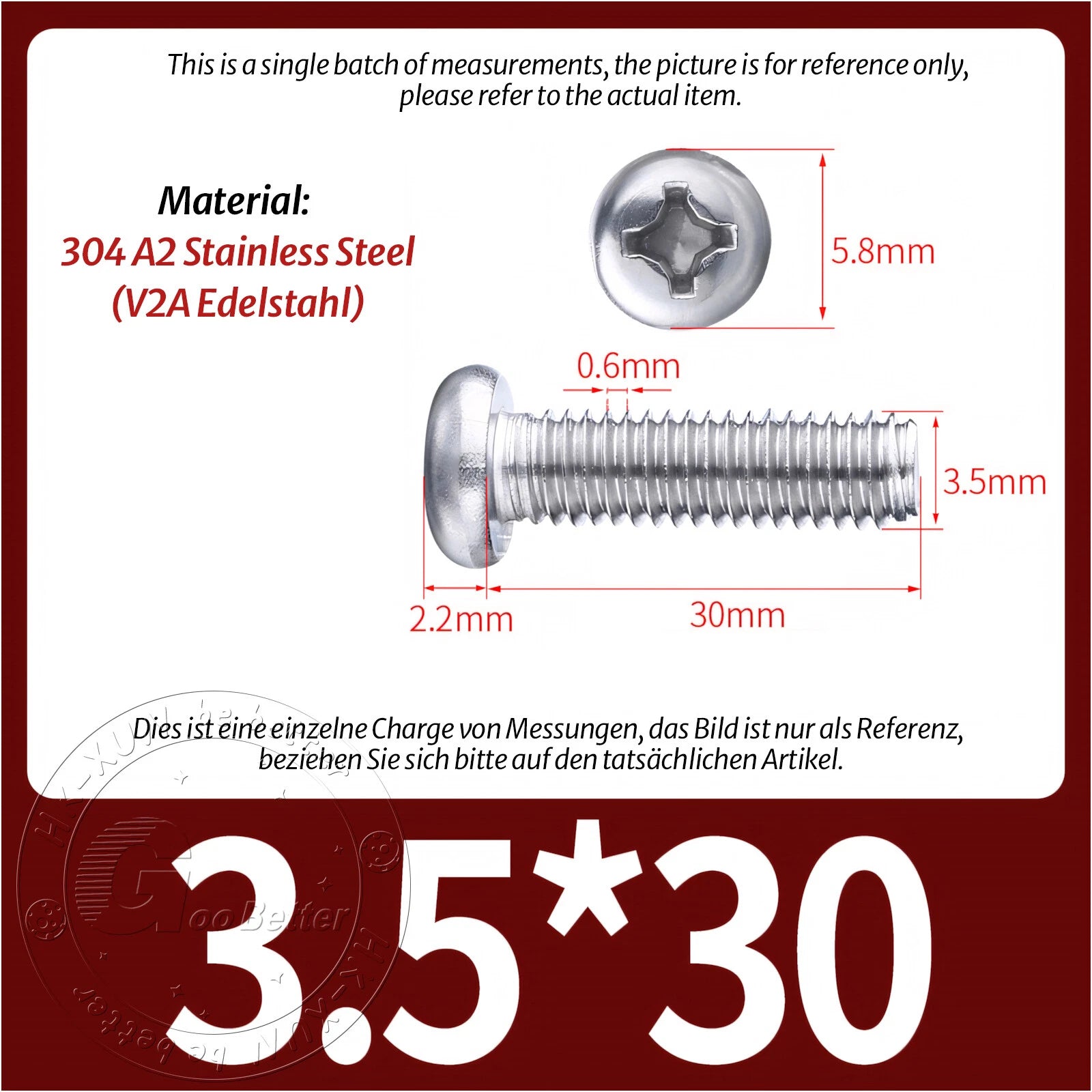 M3 M3.5 Phillips Pan Head Machine Screws – A2 Stainless Steel DIN 7985H (3–180mm Lengths)