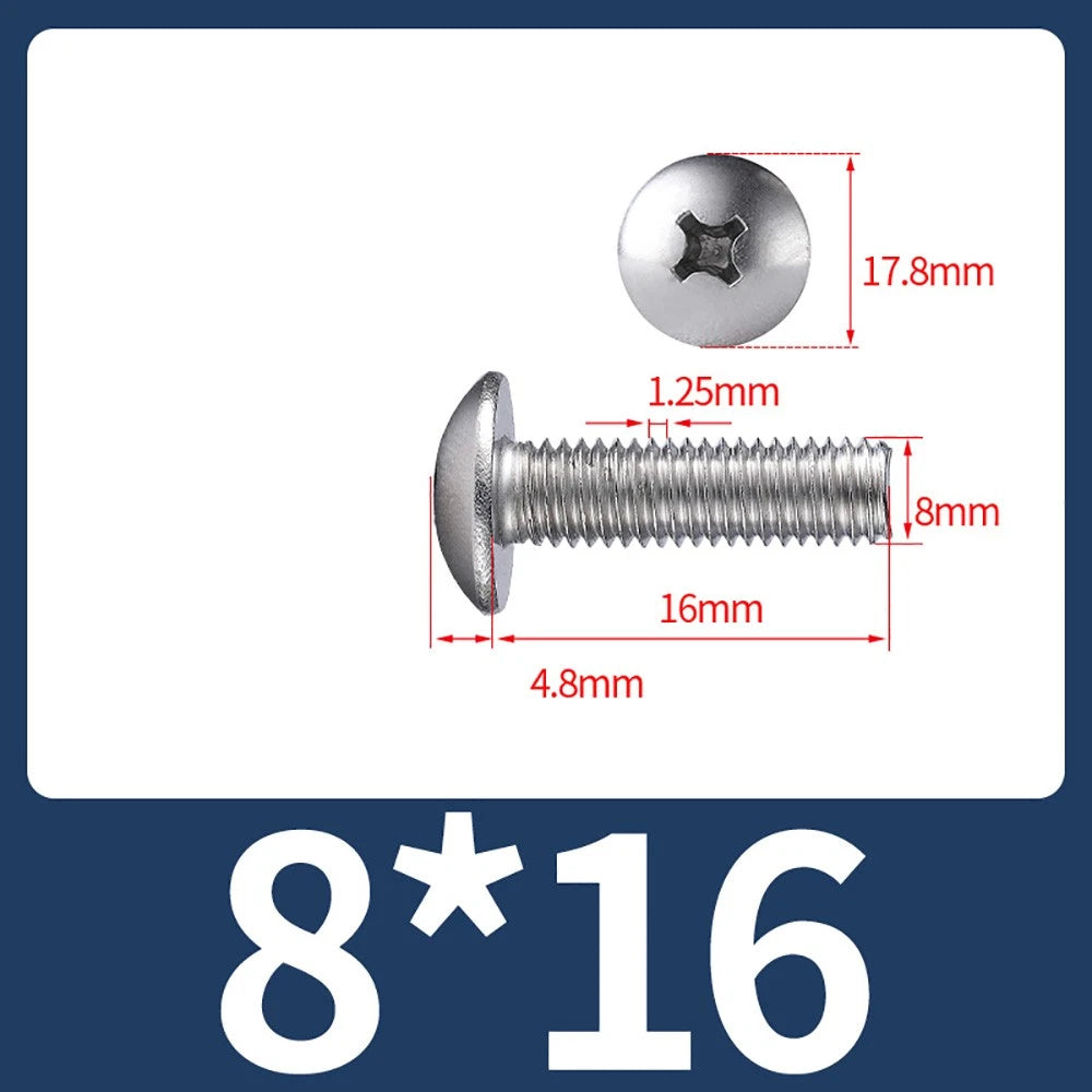 M4-M8 Phillips Truss Head Machine Screw Large Flat Head Screws Stainless Steel