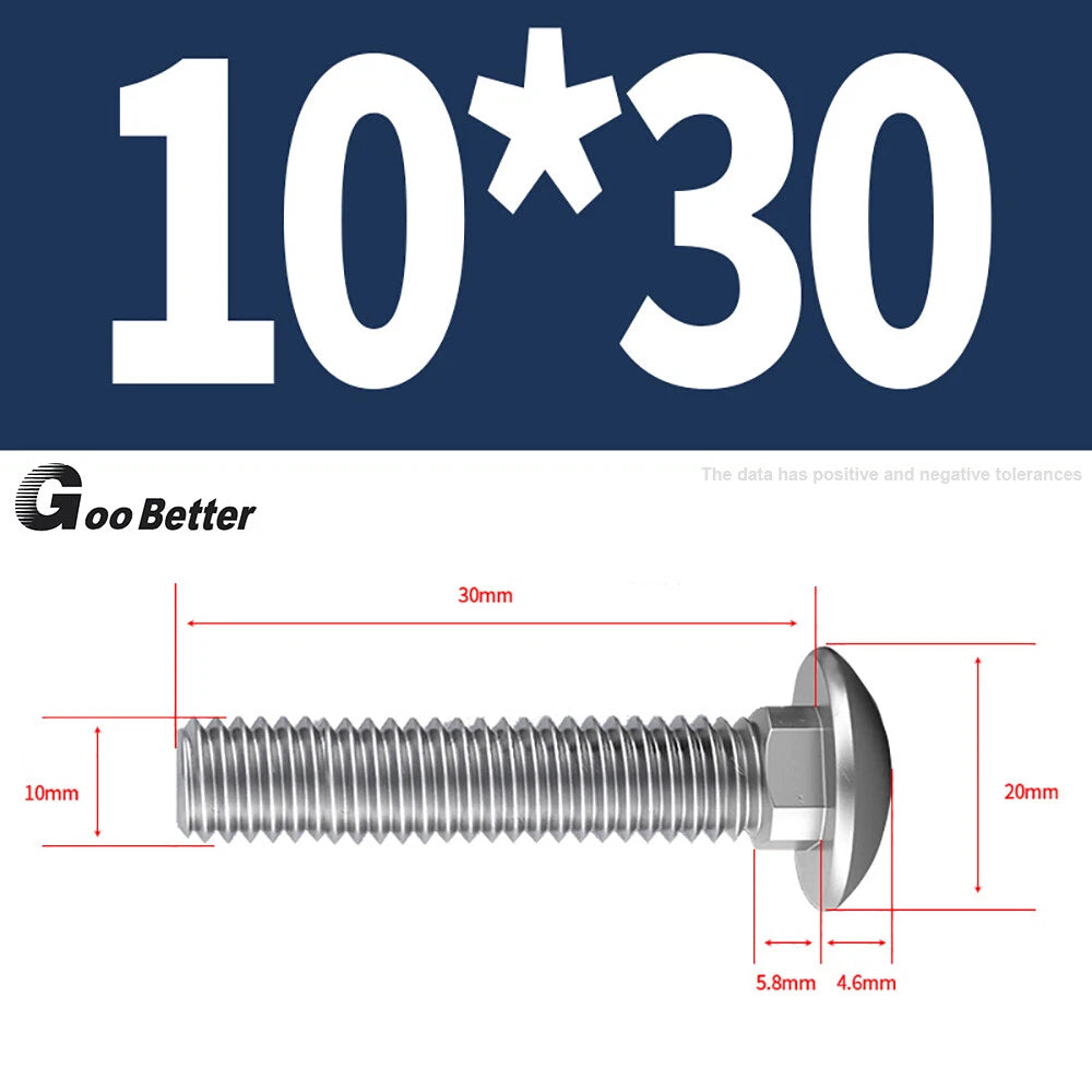 M4–M12 Carriage Bolts A2 Stainless Steel | Cup Square Neck Screws