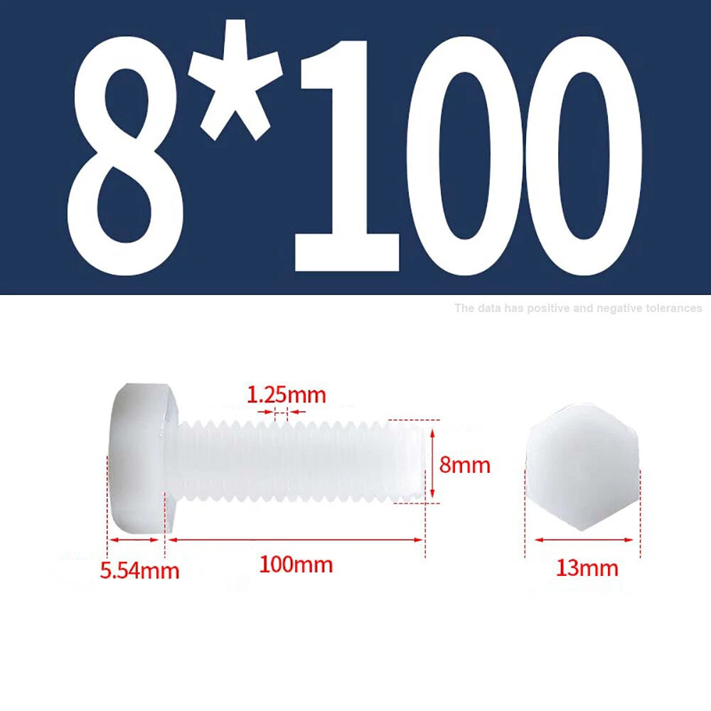 M3–M12 White Nylon Hex Bolts | Plastic Hexagon Head Machine Screws DIN 933