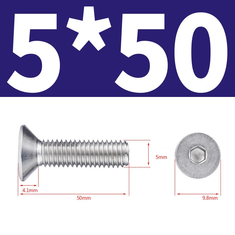 Allen Countersunk Head Screws V4A Steel Hexagon Socket Flat Head Machine Screw