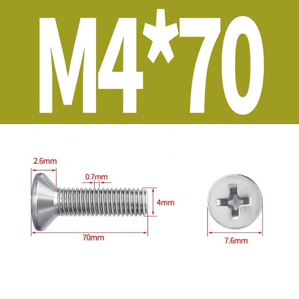 M2–M8 A4 Stainless Steel Phillips Countersunk Screws – Marine Grade, DIN 965, Fully Threaded (3–100mm)