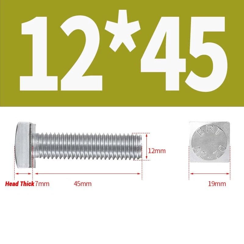 Square Head Bolts M4 M5 M6 M8 M10 M12 — A2 304 Stainless Steel, Multiple Lengths - HomeDIYer