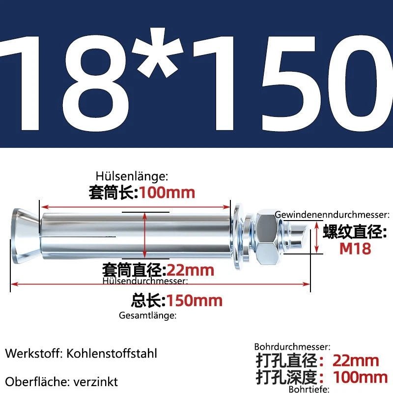 Sleeve Anchor Expansion Bolts for Concrete – Galvanised Carbon Steel M6 to M20 - HomeDIYer
