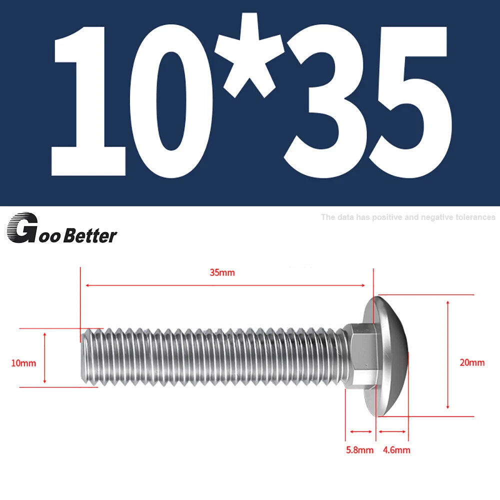 M4–M12 Carriage Bolts A2 Stainless Steel | Cup Square Neck Screws