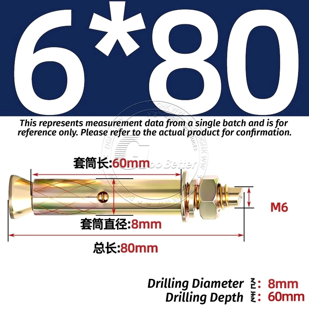 Concrete Expansion Anchor Bolts M6–M20, Extra Long Masonry Wall Screws – Iron Blue White Zinc / Iron - colour Zinc - HomeDIYer