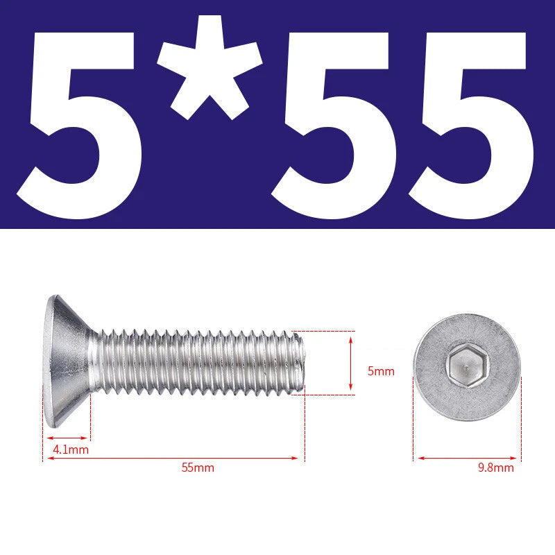 Allen Countersunk Head Screws V4A Steel Hexagon Socket Flat Head Machine Screw