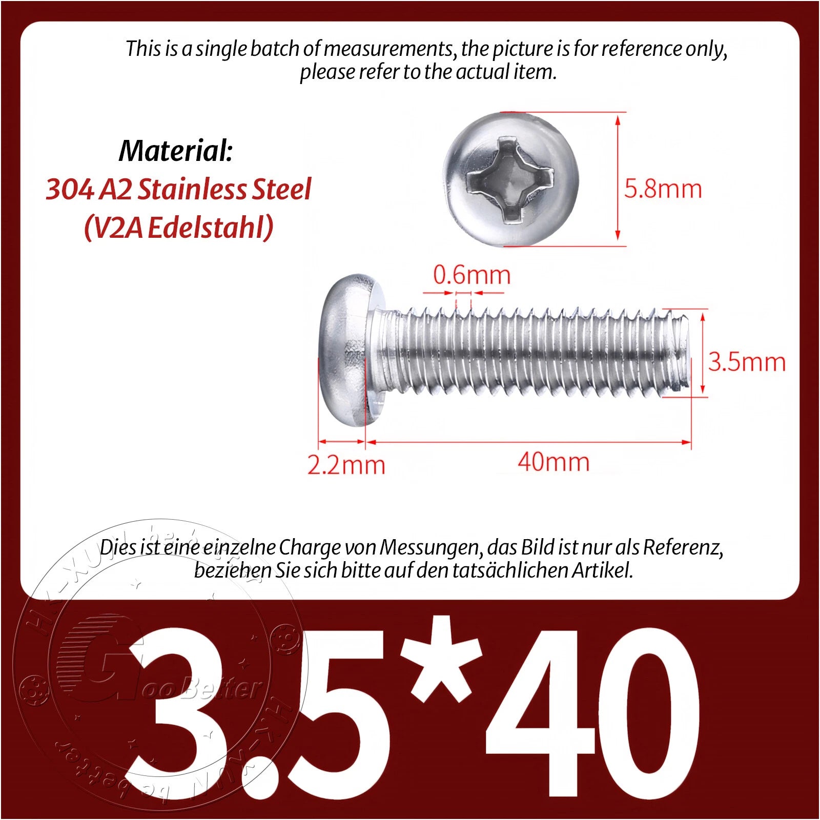 M3 M3.5 Phillips Pan Head Machine Screws – A2 Stainless Steel DIN 7985H (3–180mm Lengths)