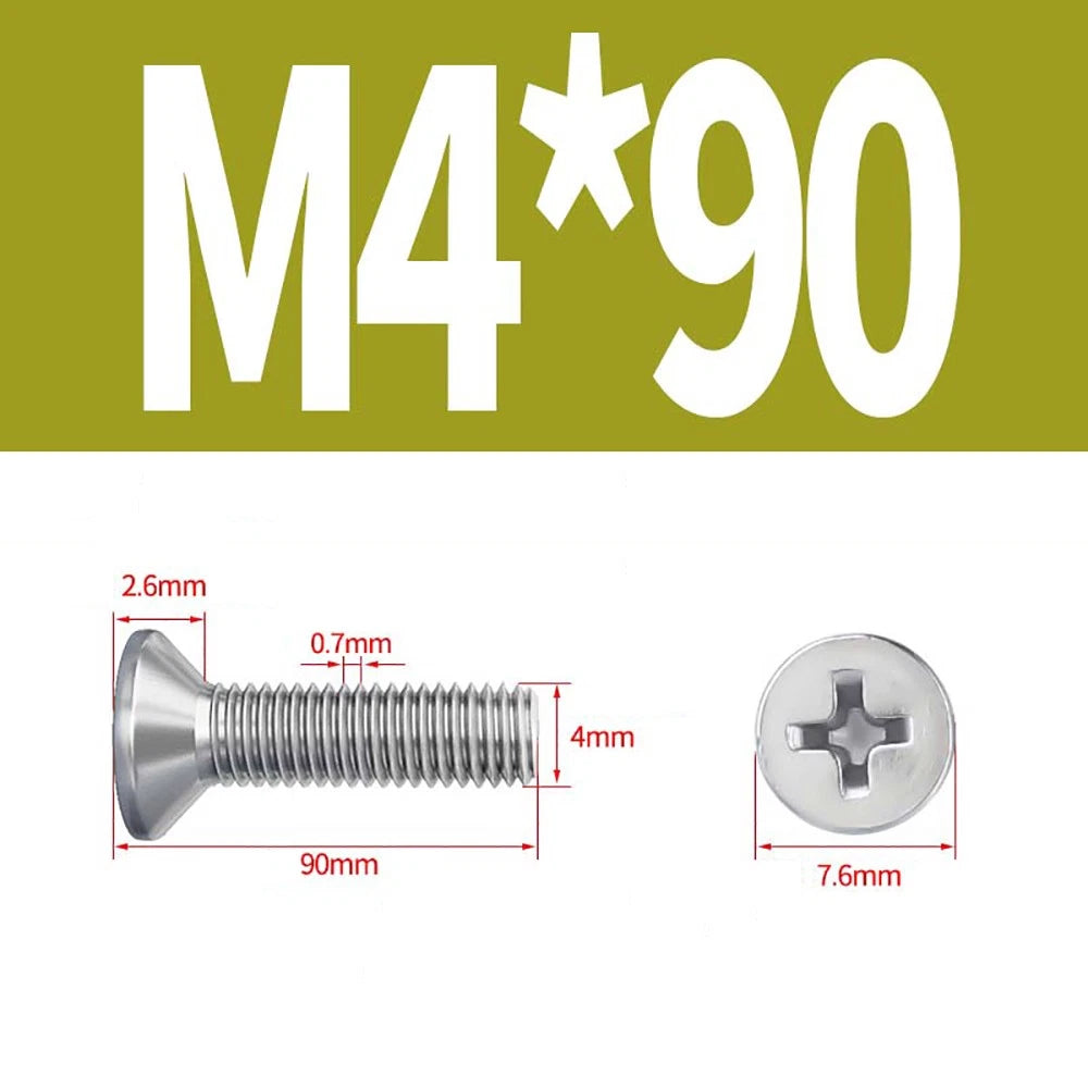 M2–M8 A4 Stainless Steel Phillips Countersunk Screws – Marine Grade, DIN 965, Fully Threaded (3–100mm)
