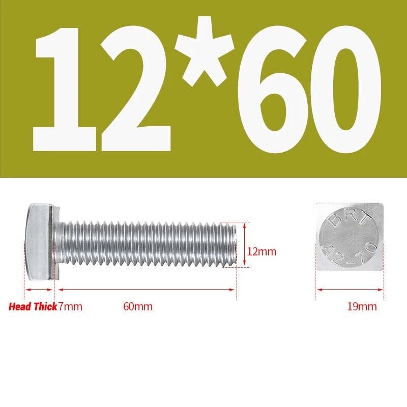 Square Head Bolts M4 M5 M6 M8 M10 M12 — A2 304 Stainless Steel, Multiple Lengths - HomeDIYer