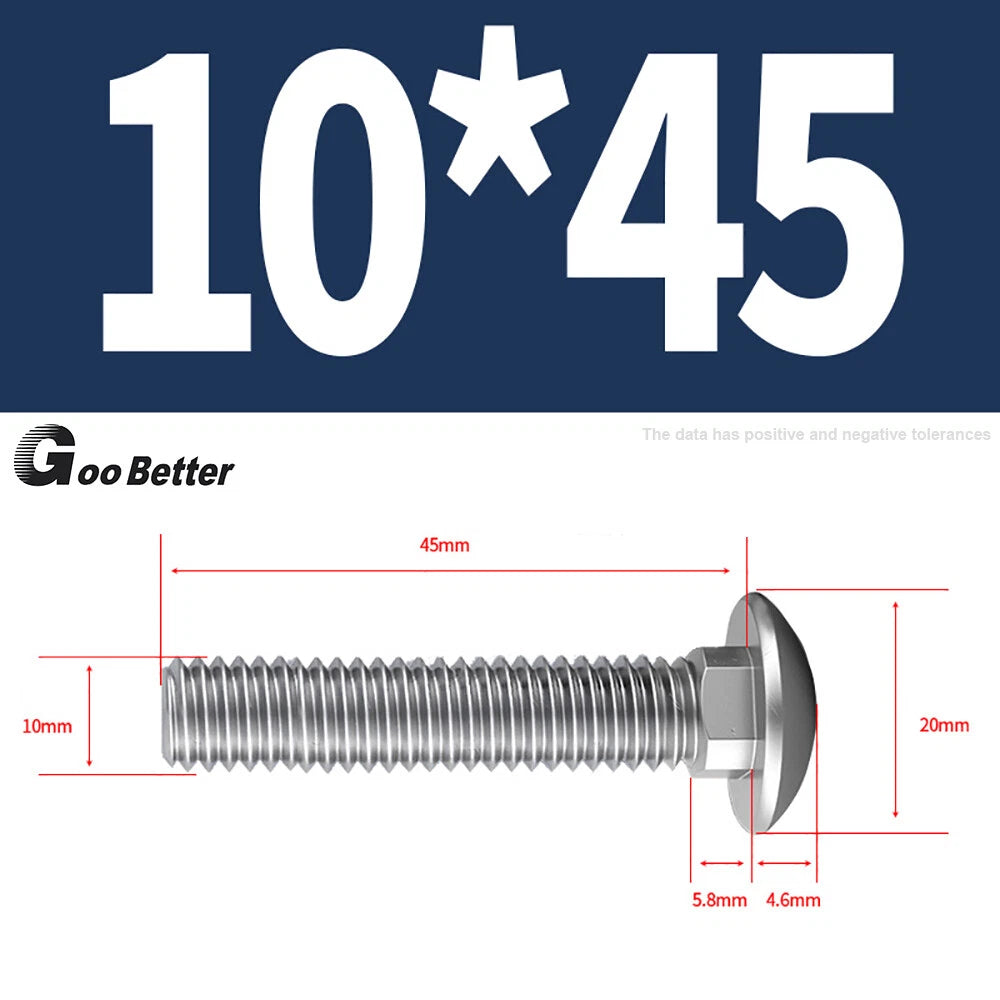 M4–M12 Carriage Bolts A2 Stainless Steel | Cup Square Neck Screws