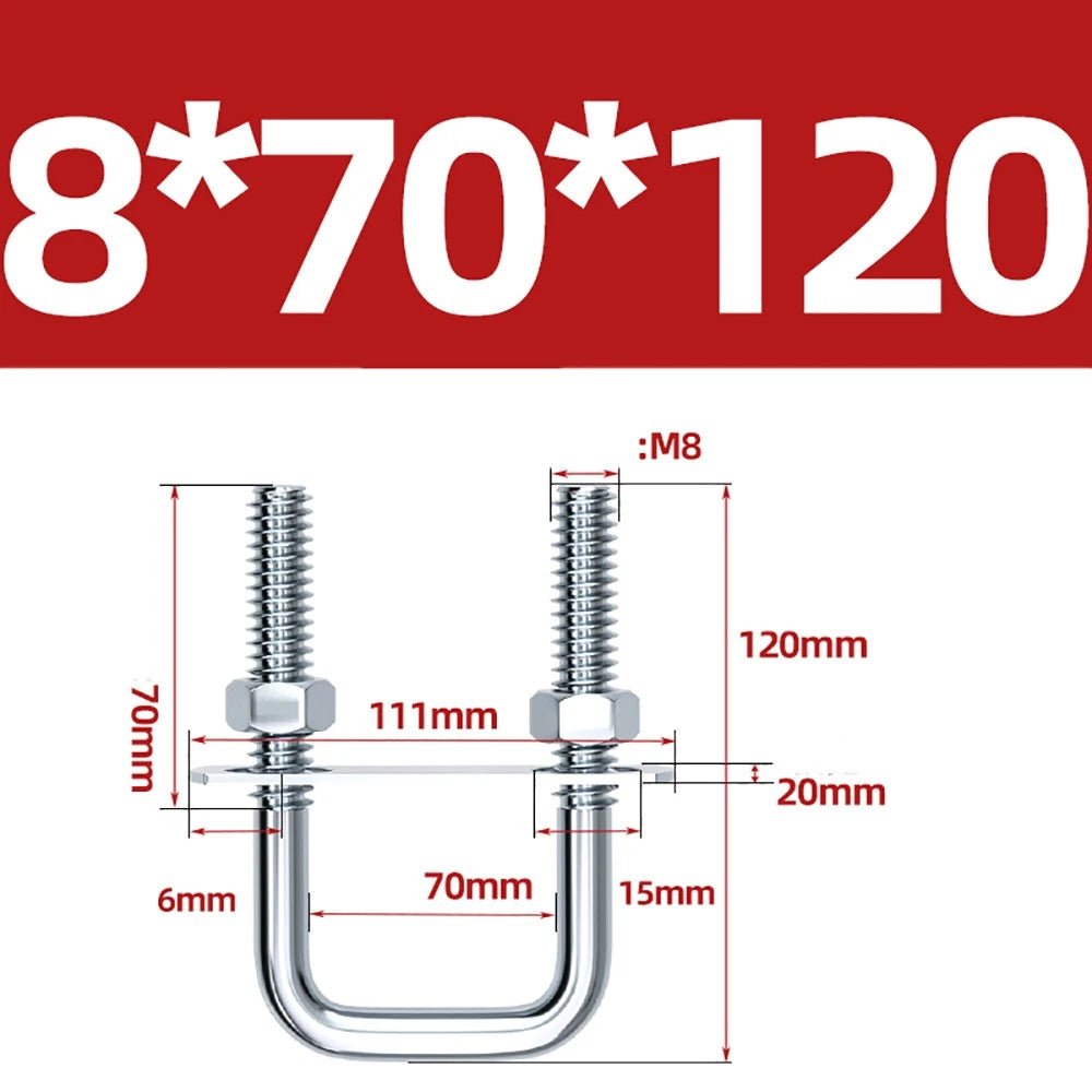 Square U - Bolts with Plate and Nuts – M6 M8 M10 M12 Zinc Plated, Trailer & Pipe Clamp Fasteners - HomeDIYer