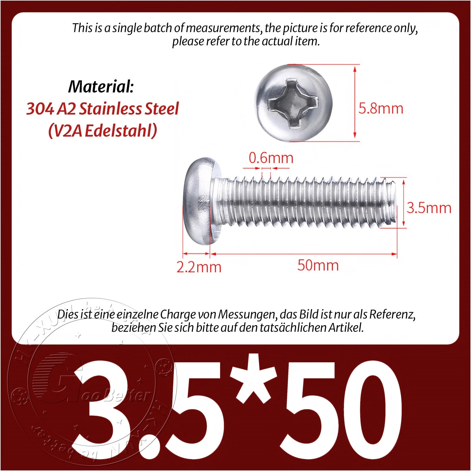M3 M3.5 Phillips Pan Head Machine Screws – A2 Stainless Steel DIN 7985H (3–180mm Lengths)